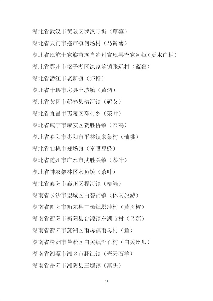 【名單公示】第十一批全國“一村一品”示范村鎮名單公示(圖11)