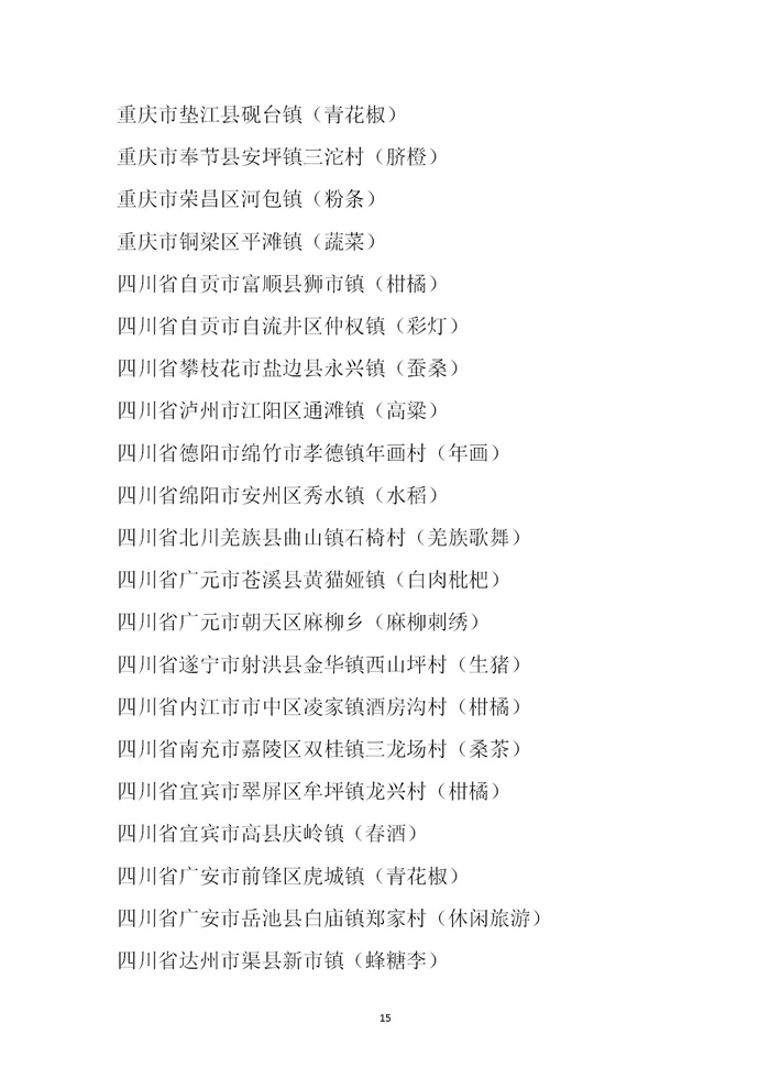 【名單公示】第十一批全國“一村一品”示范村鎮名單公示(圖15)